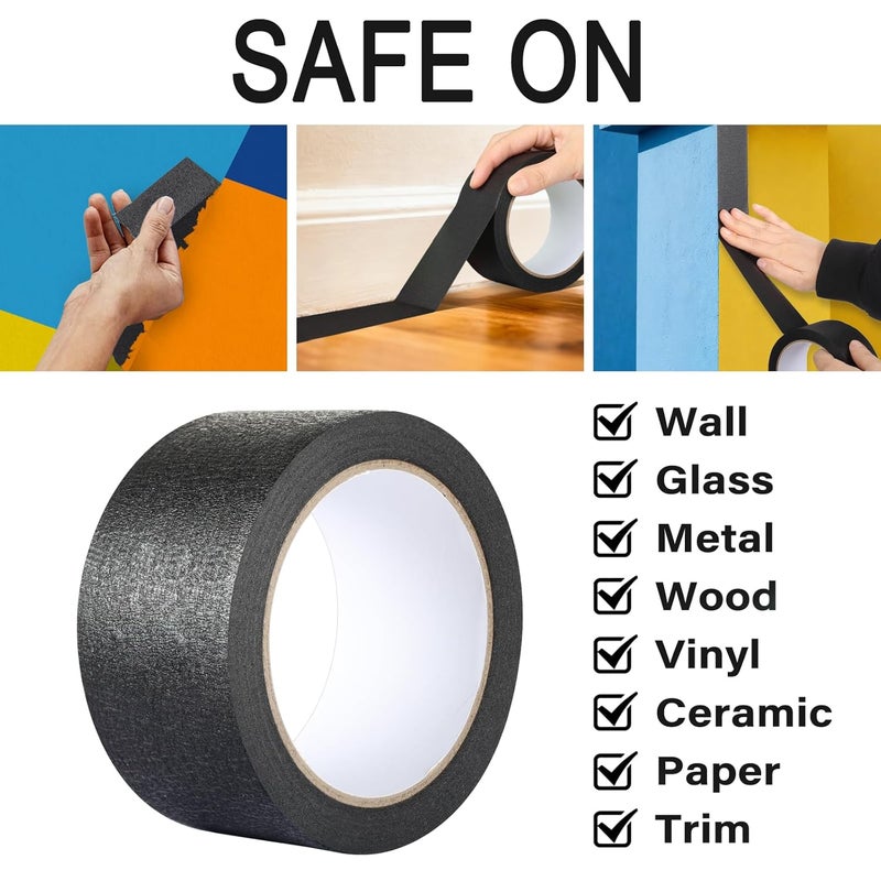 G GEYYANG Black Painters Tape - 2 Inch Wide Black Masking Tape - Multi-Surface, Smart Adhesion, Indoor & Outdoor - Paint Tape for Artist, DIY, Labeling, Car, General Purpose - 90FT Total - Image 5